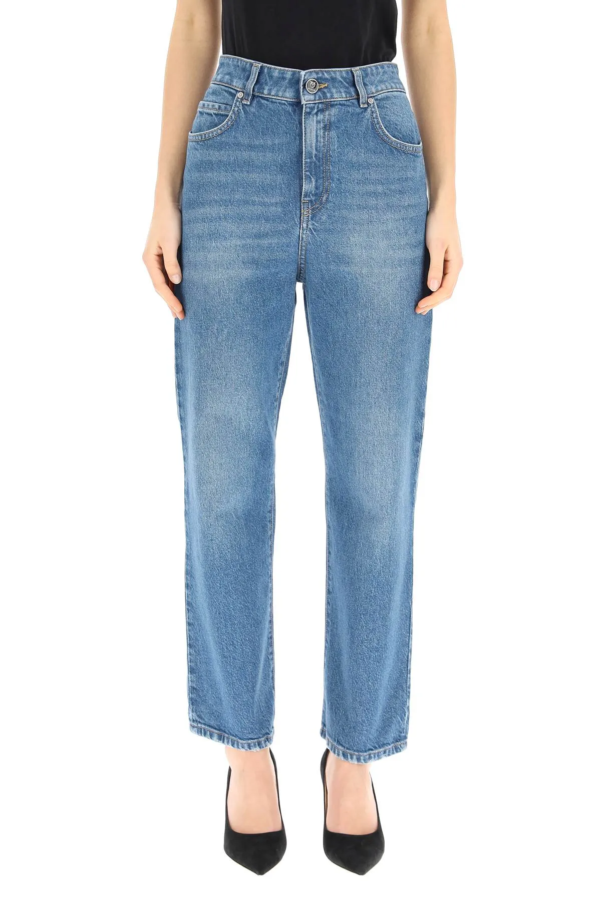 Pinko Washed Cropped Jeans