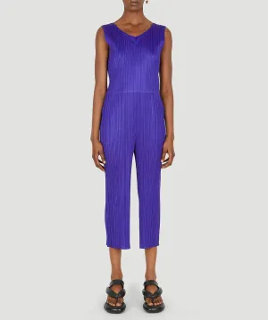Pleats Please By Issey Miyake Pleated V-Back Sleeveless Jumpsuit