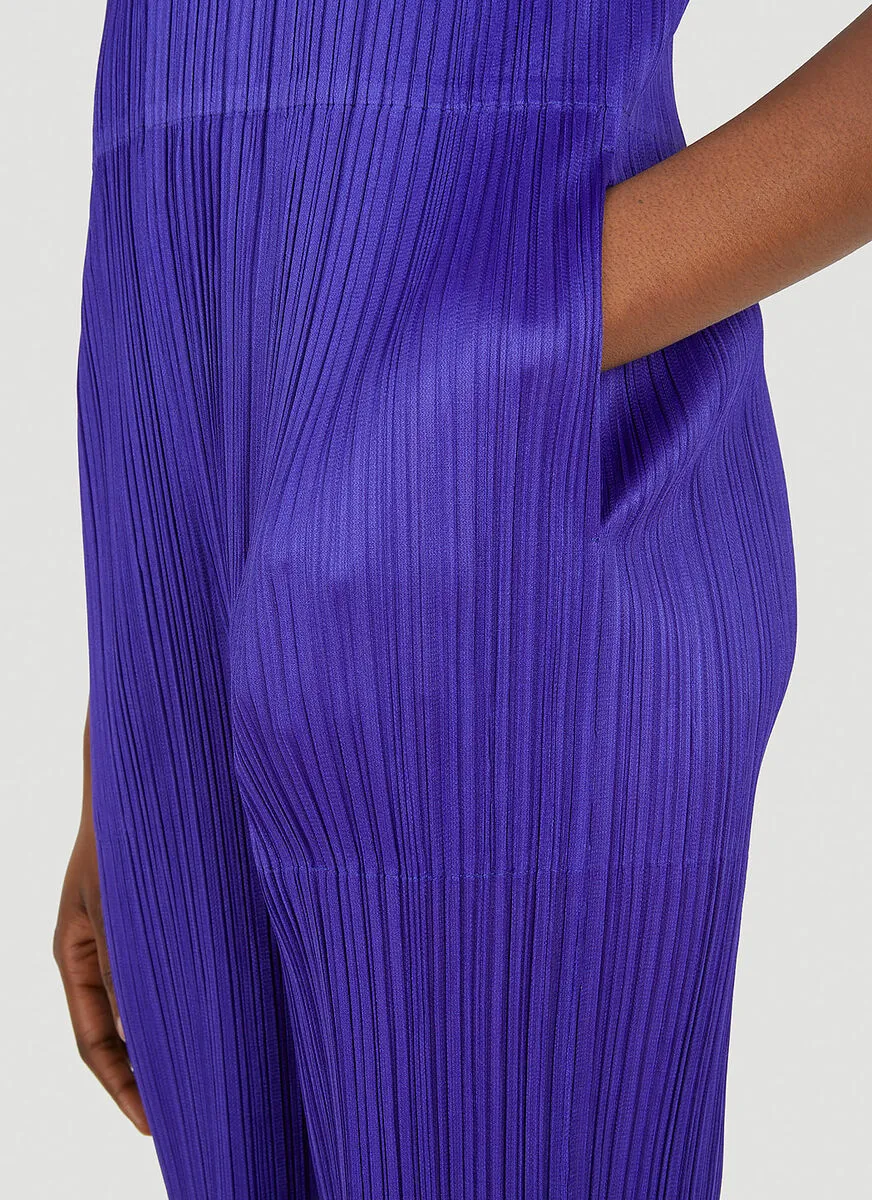 Pleats Please By Issey Miyake Pleated V-Back Sleeveless Jumpsuit