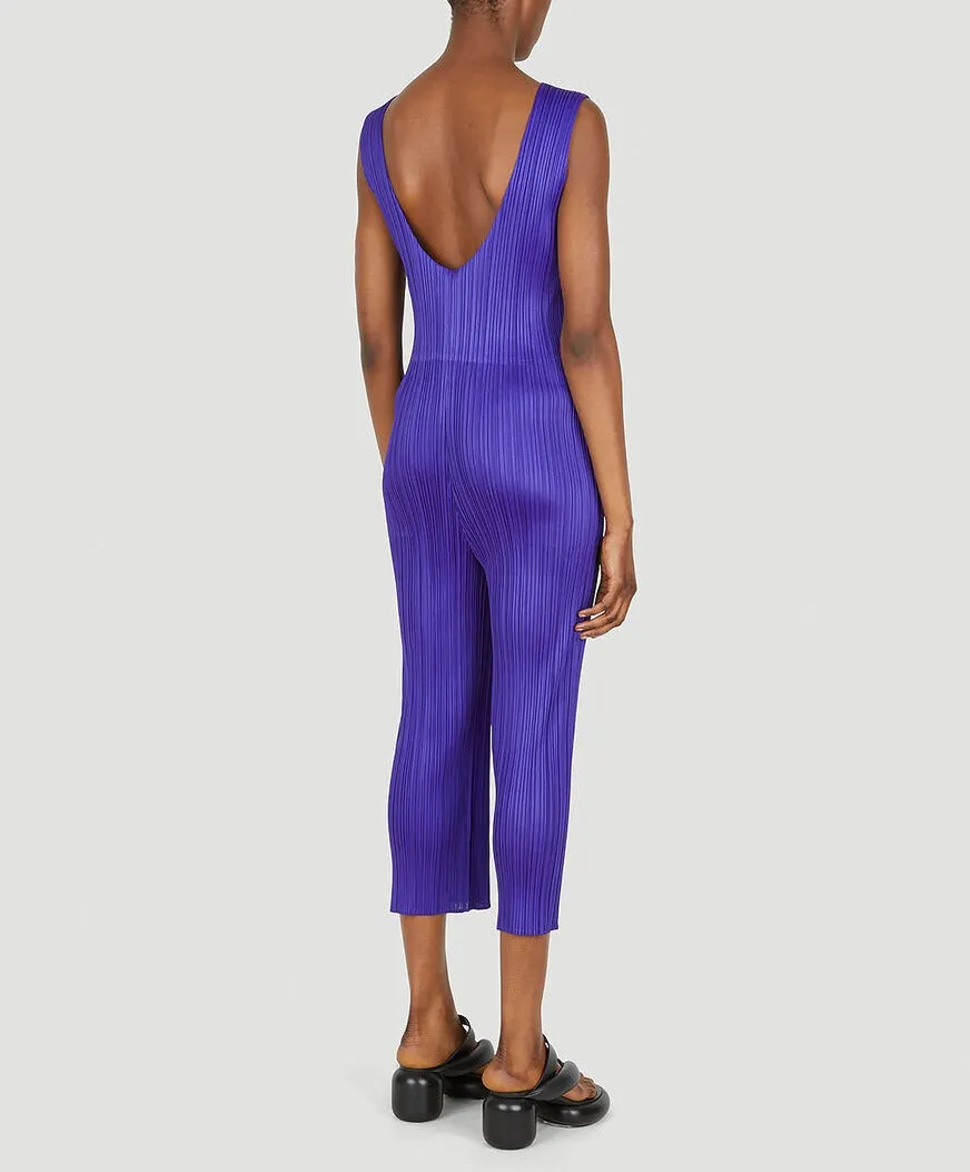 Pleats Please By Issey Miyake Pleated V-Back Sleeveless Jumpsuit