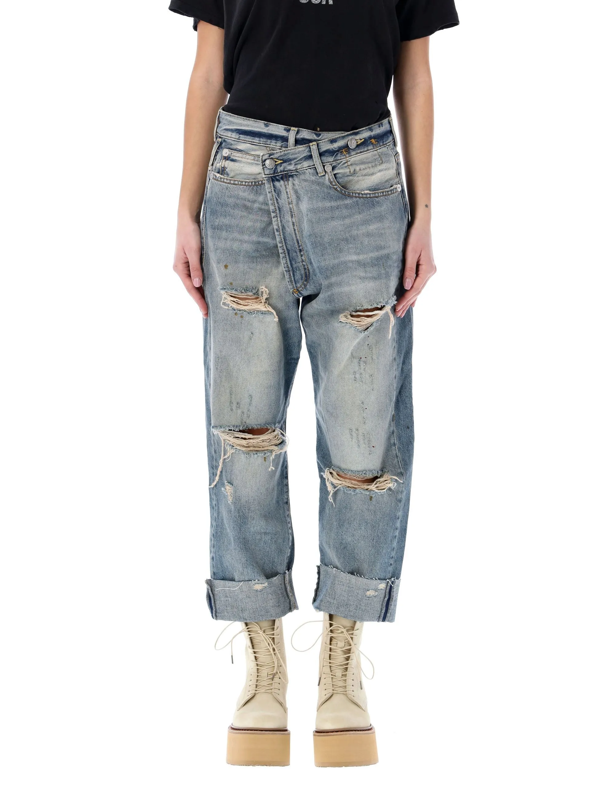 R13 Crossover Distressed Jeans