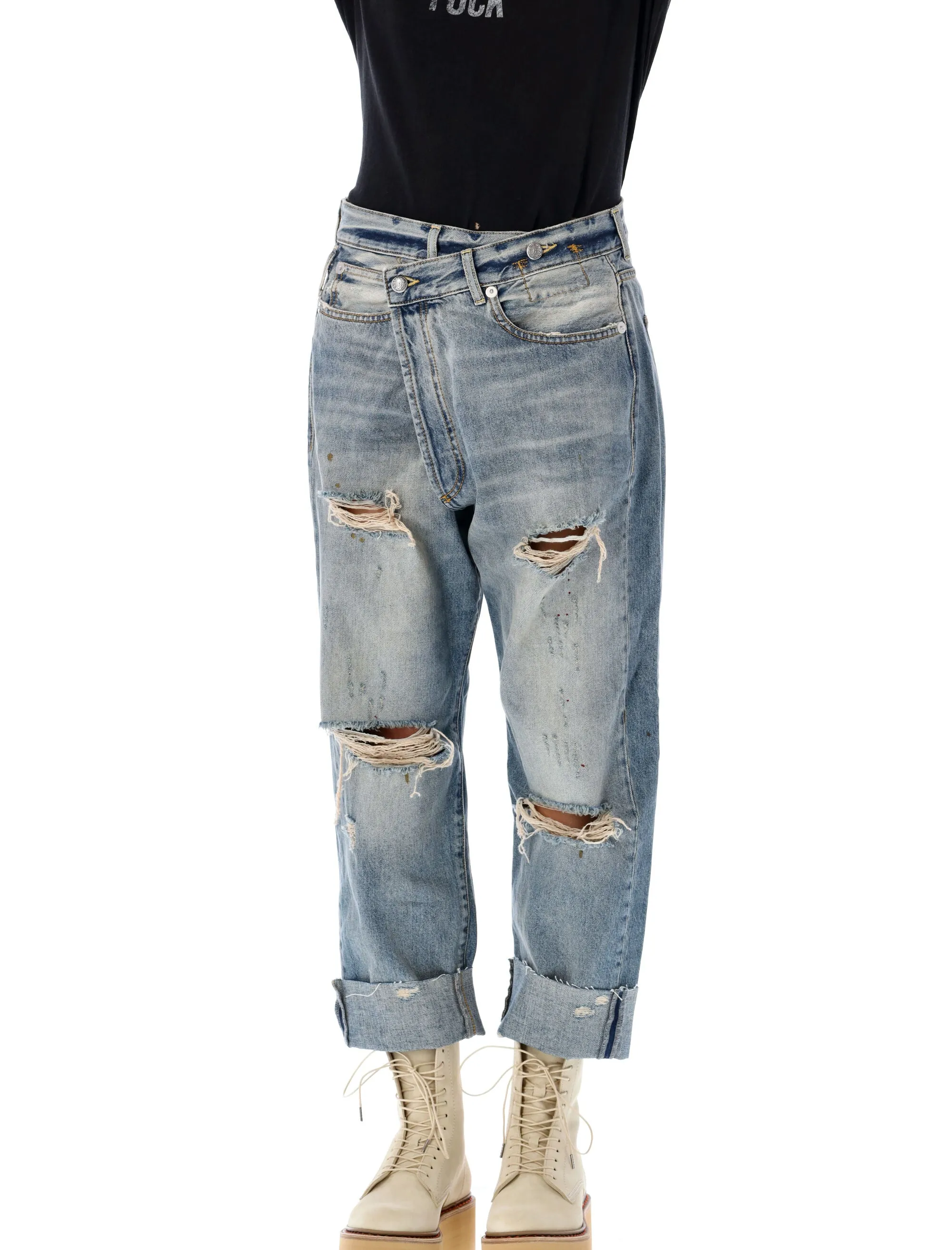 R13 Crossover Distressed Jeans