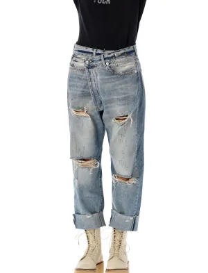 R13 Crossover Distressed Jeans
