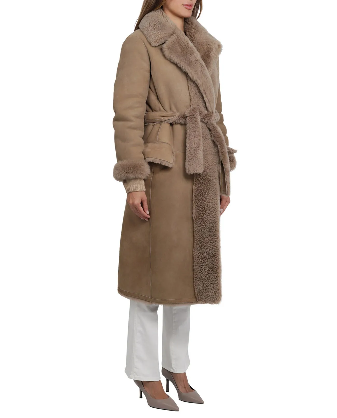 Ralph Lauren Belted Shearling Coat