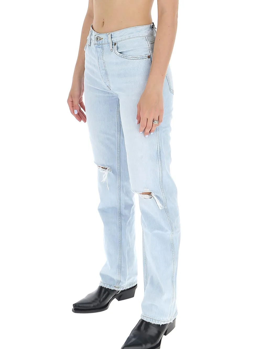 RE/DONE Ripped Detail Straight-Leg Jeans