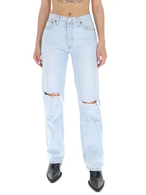 RE/DONE Ripped Detail Straight-Leg Jeans