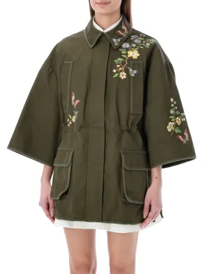 REDValentino Floral Embroidered Pea Coat
