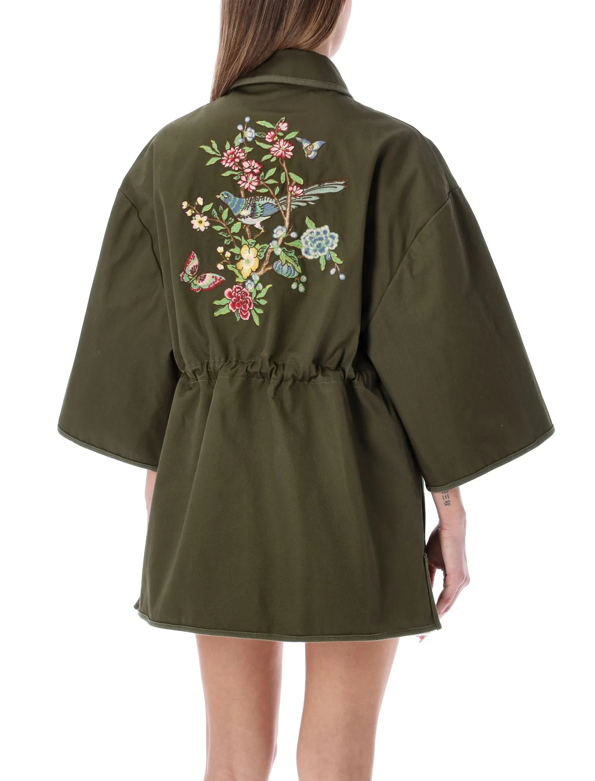 REDValentino Floral Embroidered Pea Coat