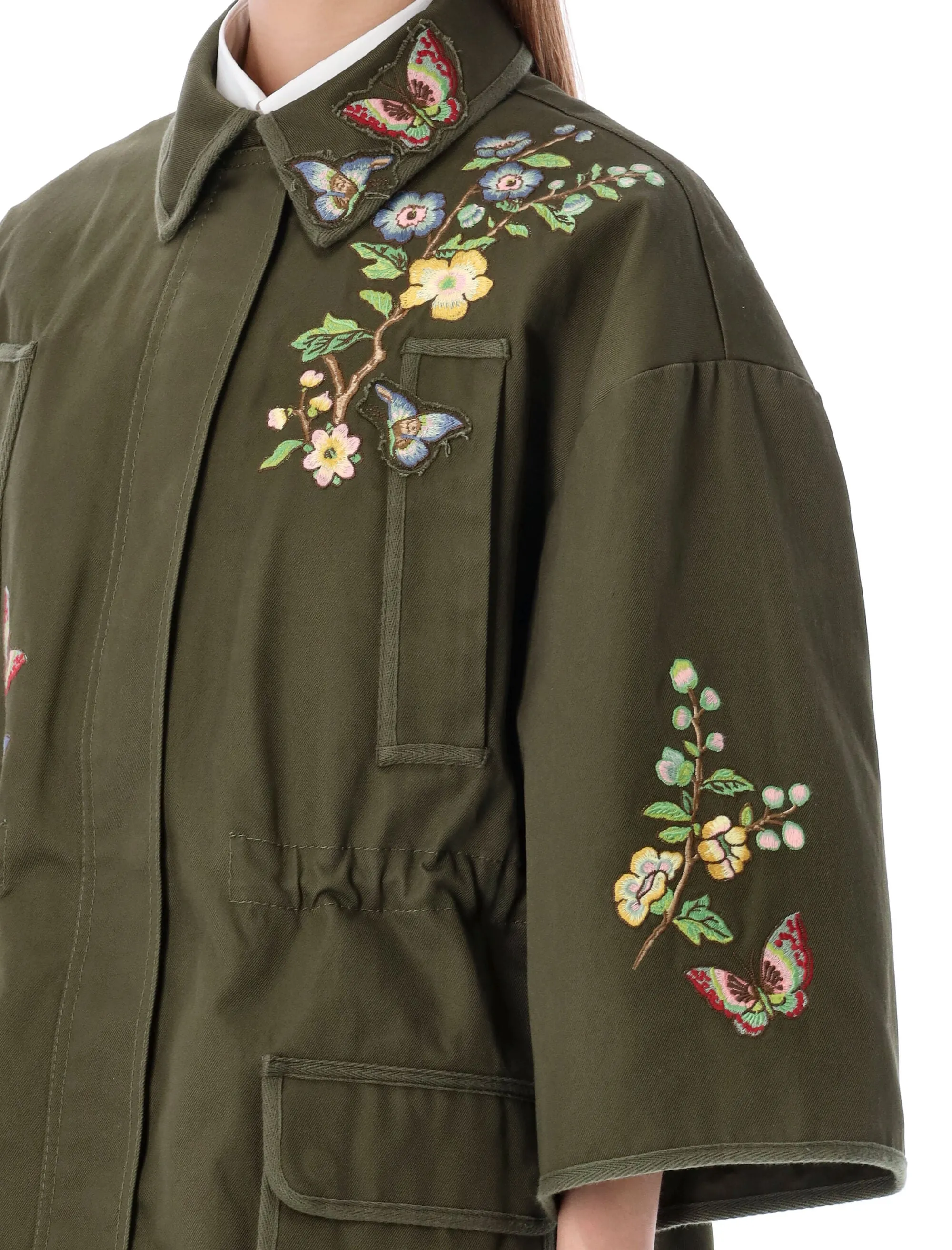 REDValentino Floral Embroidered Pea Coat