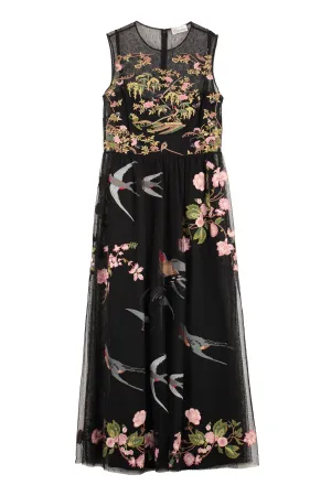 REDValentino Sleeveless Tulle Midi Dress