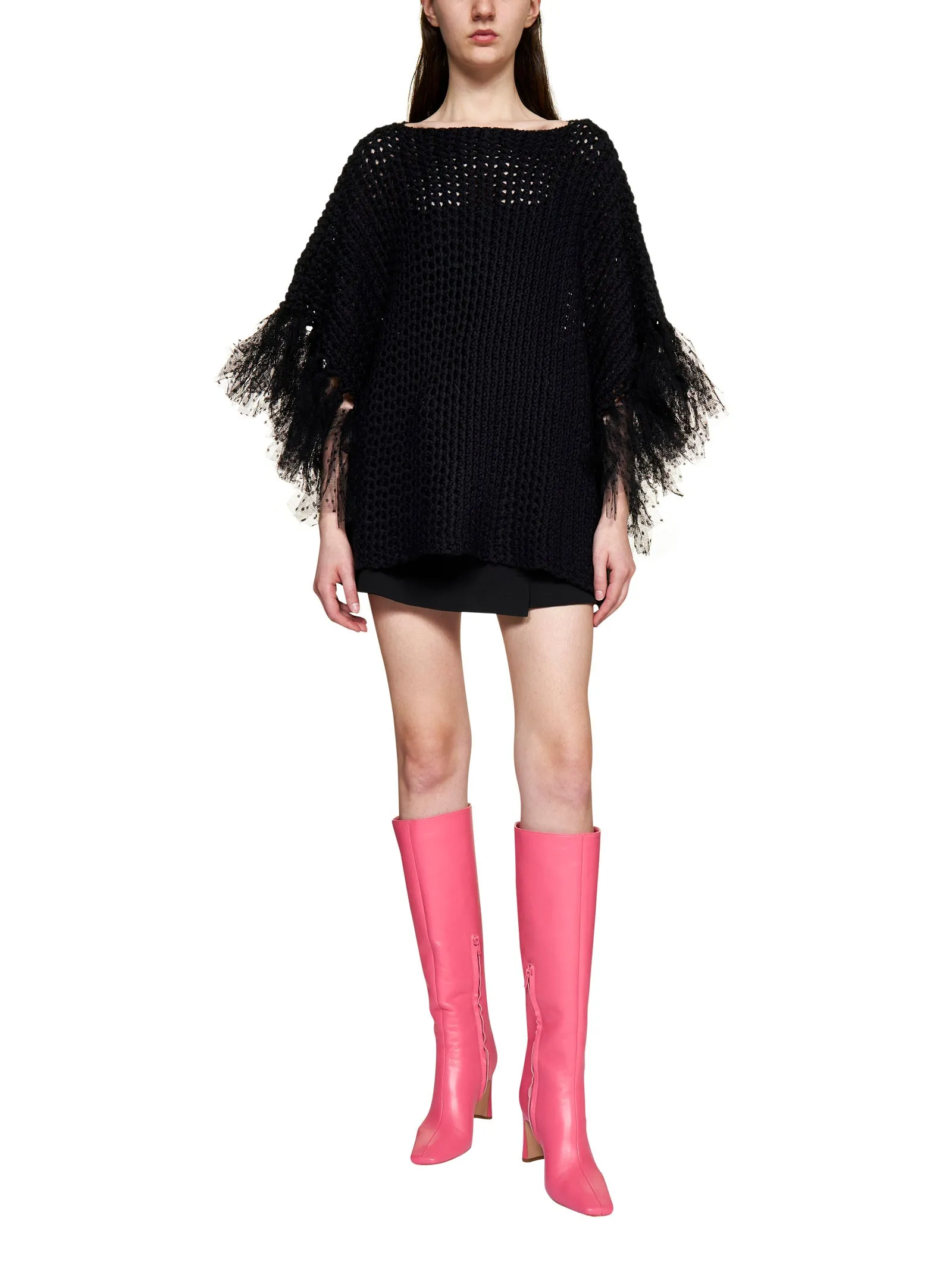 REDValentino Tulle Detailed Knit Dress