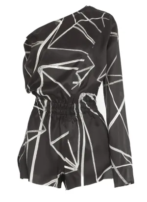 Rick Owens Geometric Printed One-Shoulder Jumpsuit