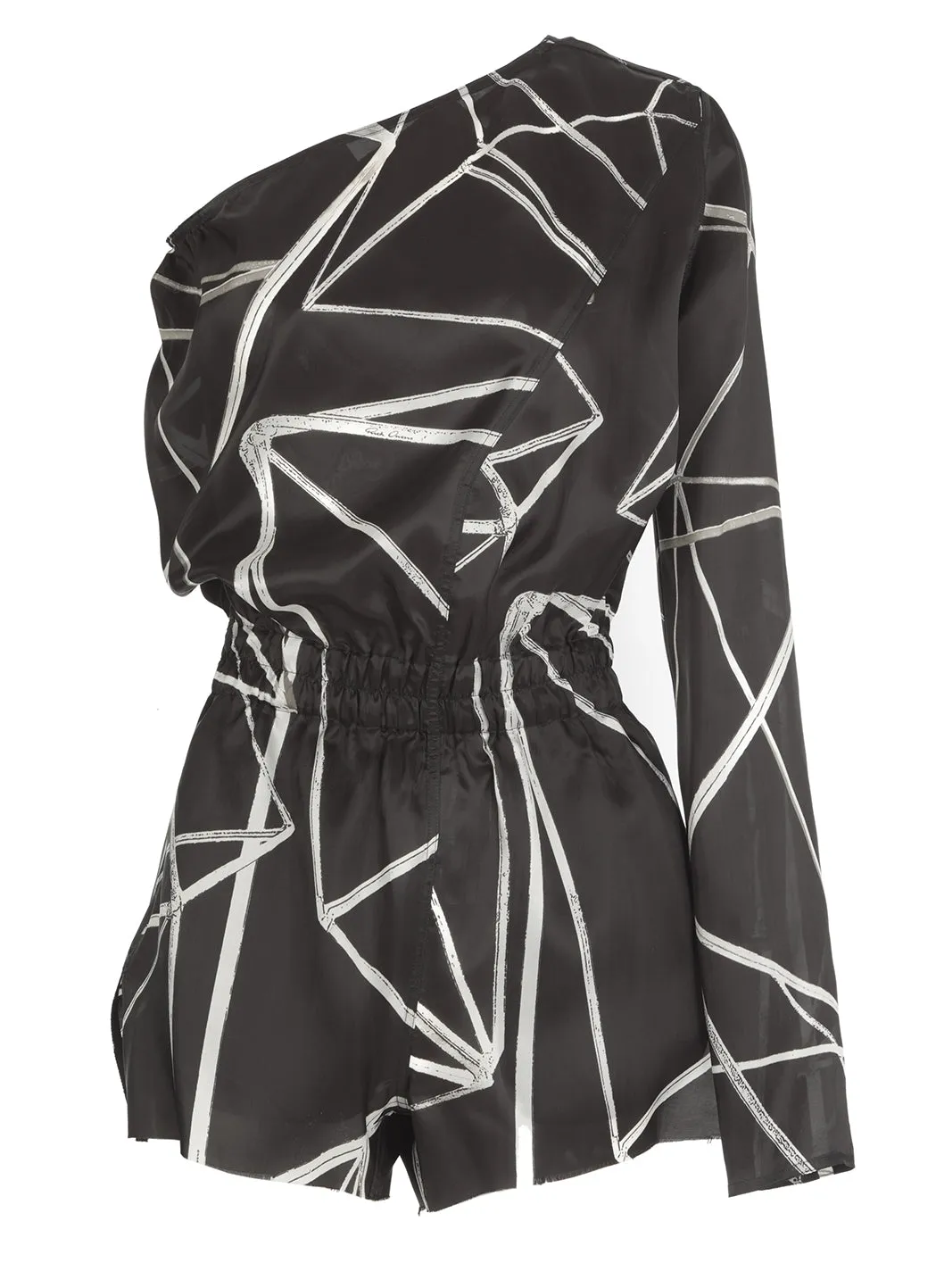 Rick Owens Geometric Printed One-Shoulder Jumpsuit