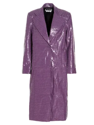 ROTATE Crocodile Effect Single Breasted Coat