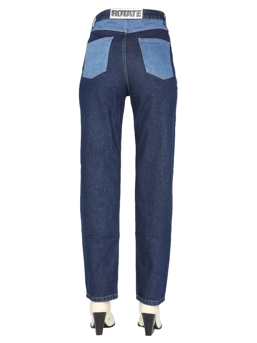 ROTATE Panelled Straight Leg Jeans