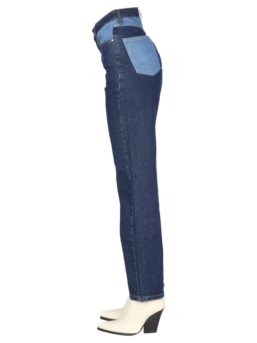 ROTATE Panelled Straight Leg Jeans