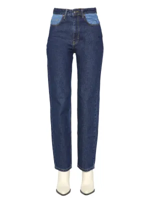 ROTATE Panelled Straight Leg Jeans
