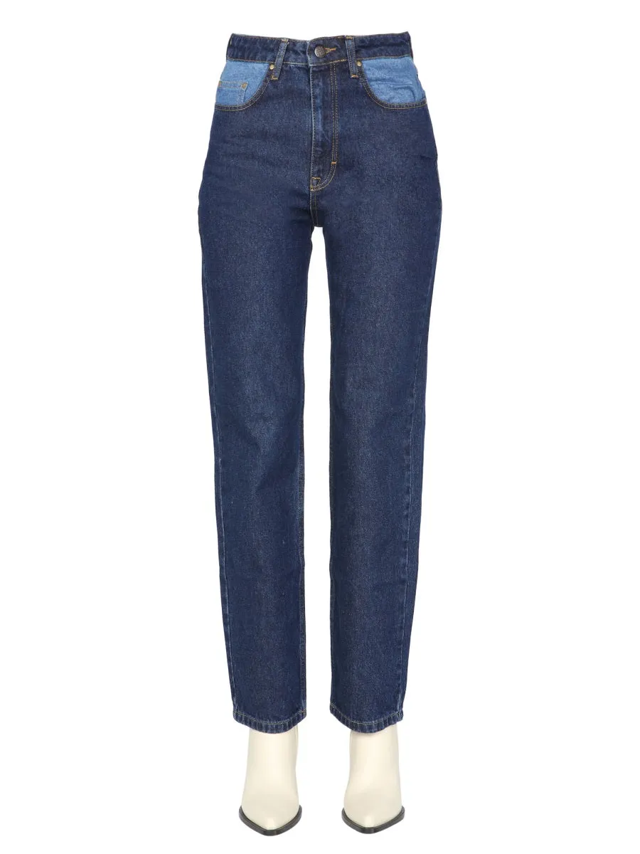 ROTATE Panelled Straight Leg Jeans