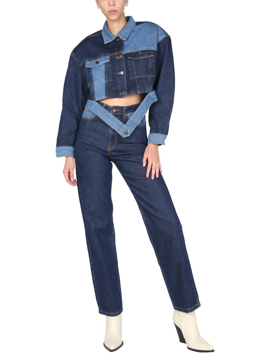 ROTATE Panelled Straight Leg Jeans
