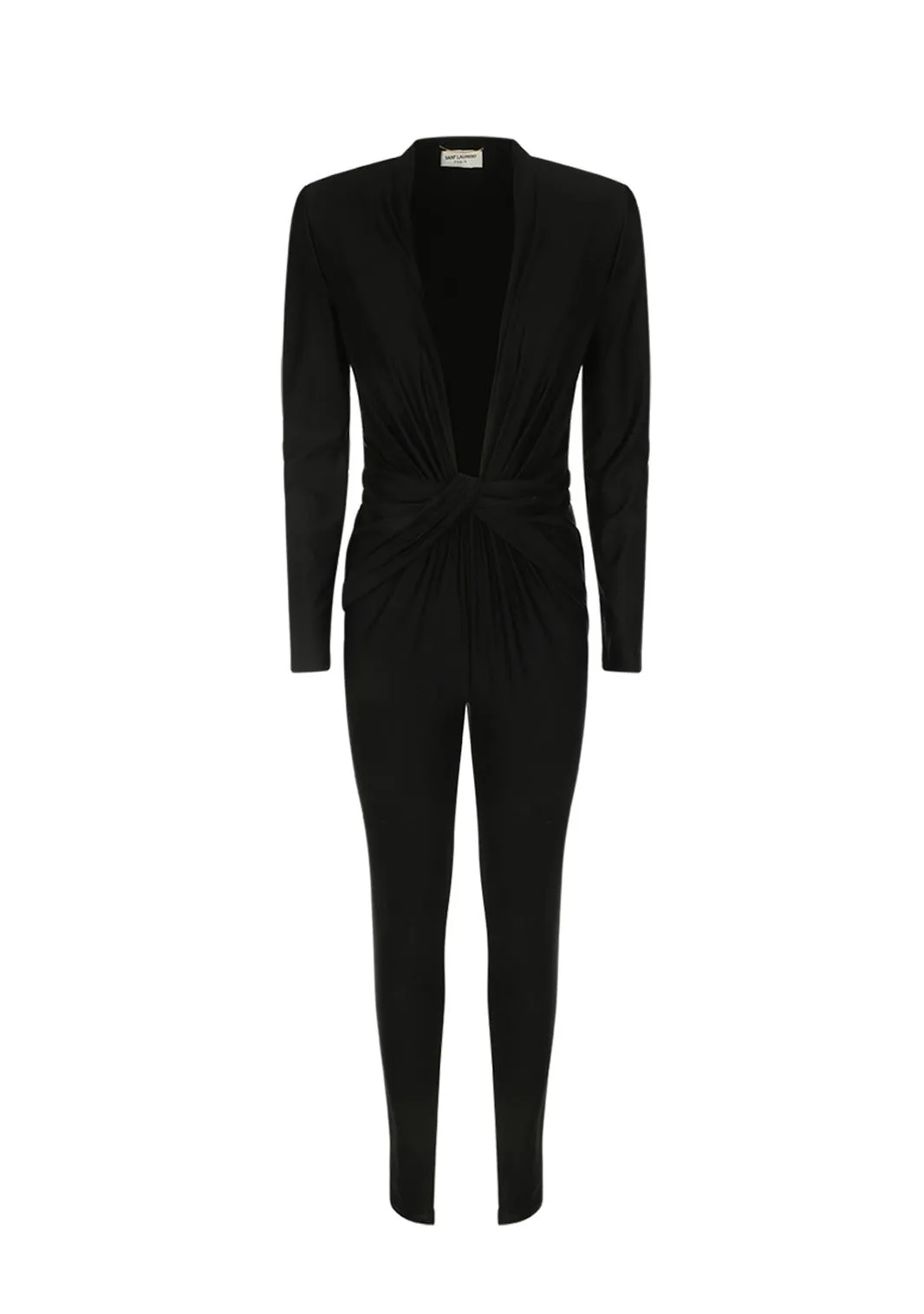 Saint Laurent V-Neck Long-Sleeved Jumpsuit
