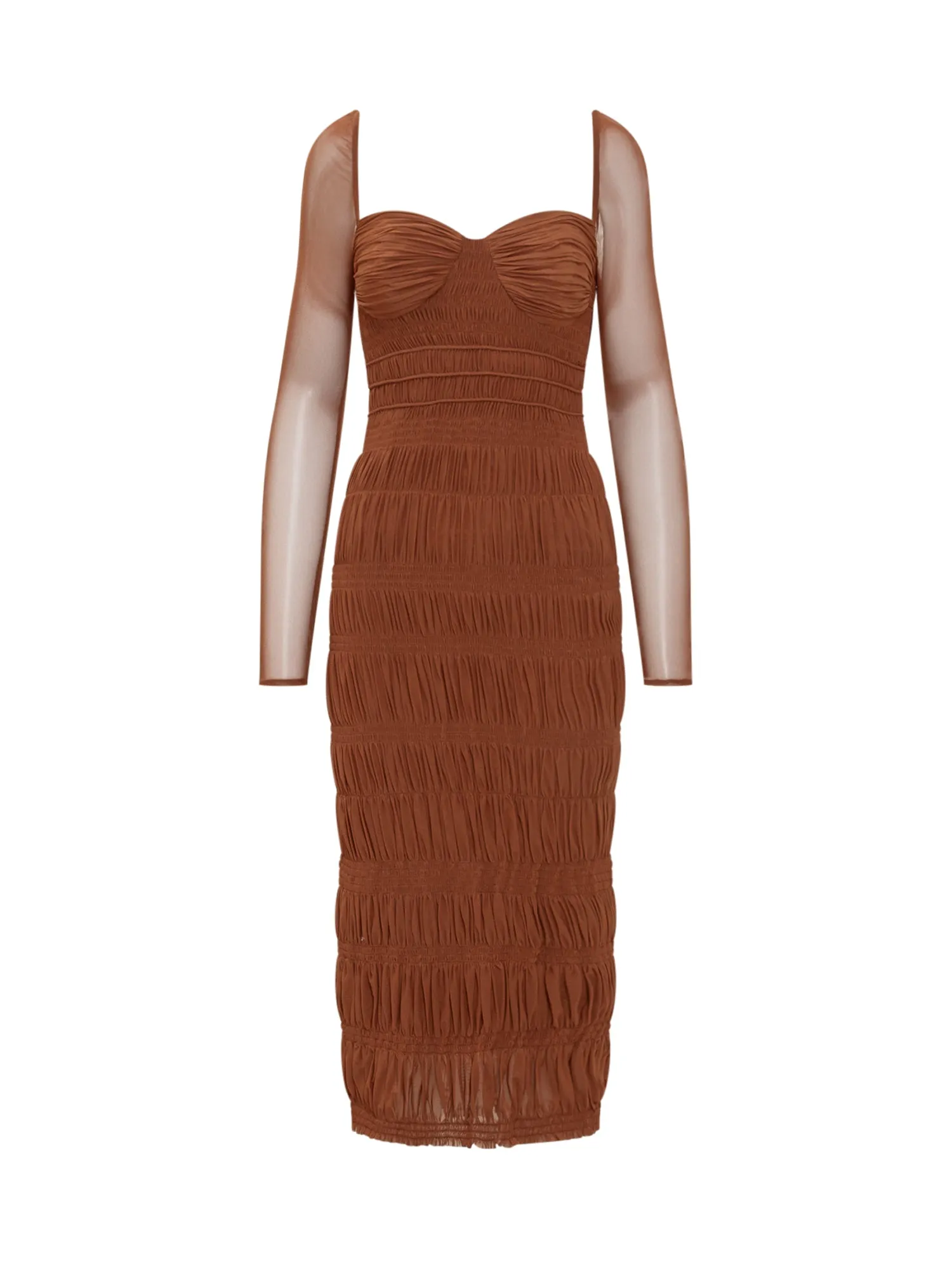 Self-Portrait Shirred Midi Dress