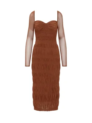 Self-Portrait Shirred Midi Dress