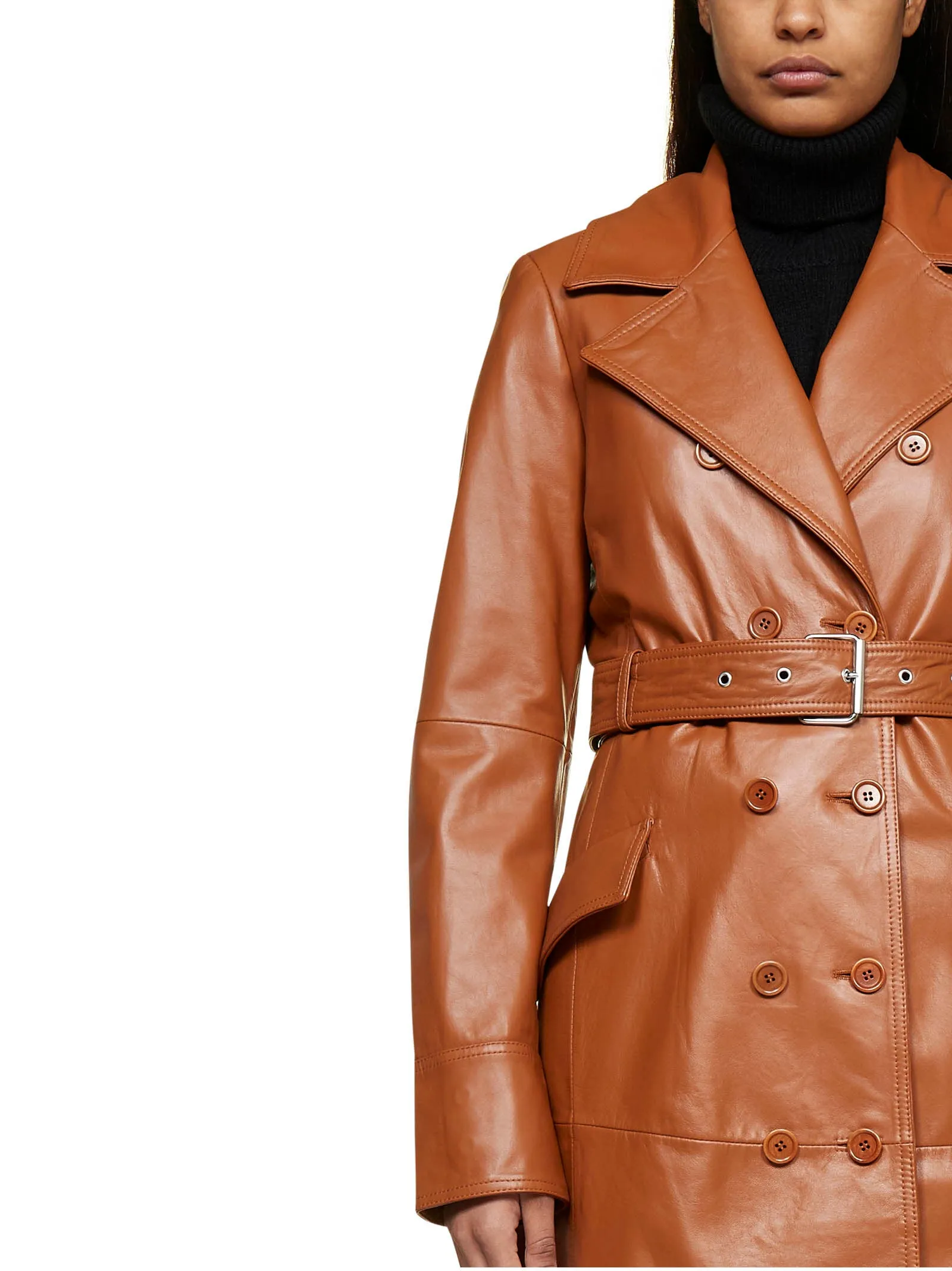 Sportmax Borneo Leather Trench Coat