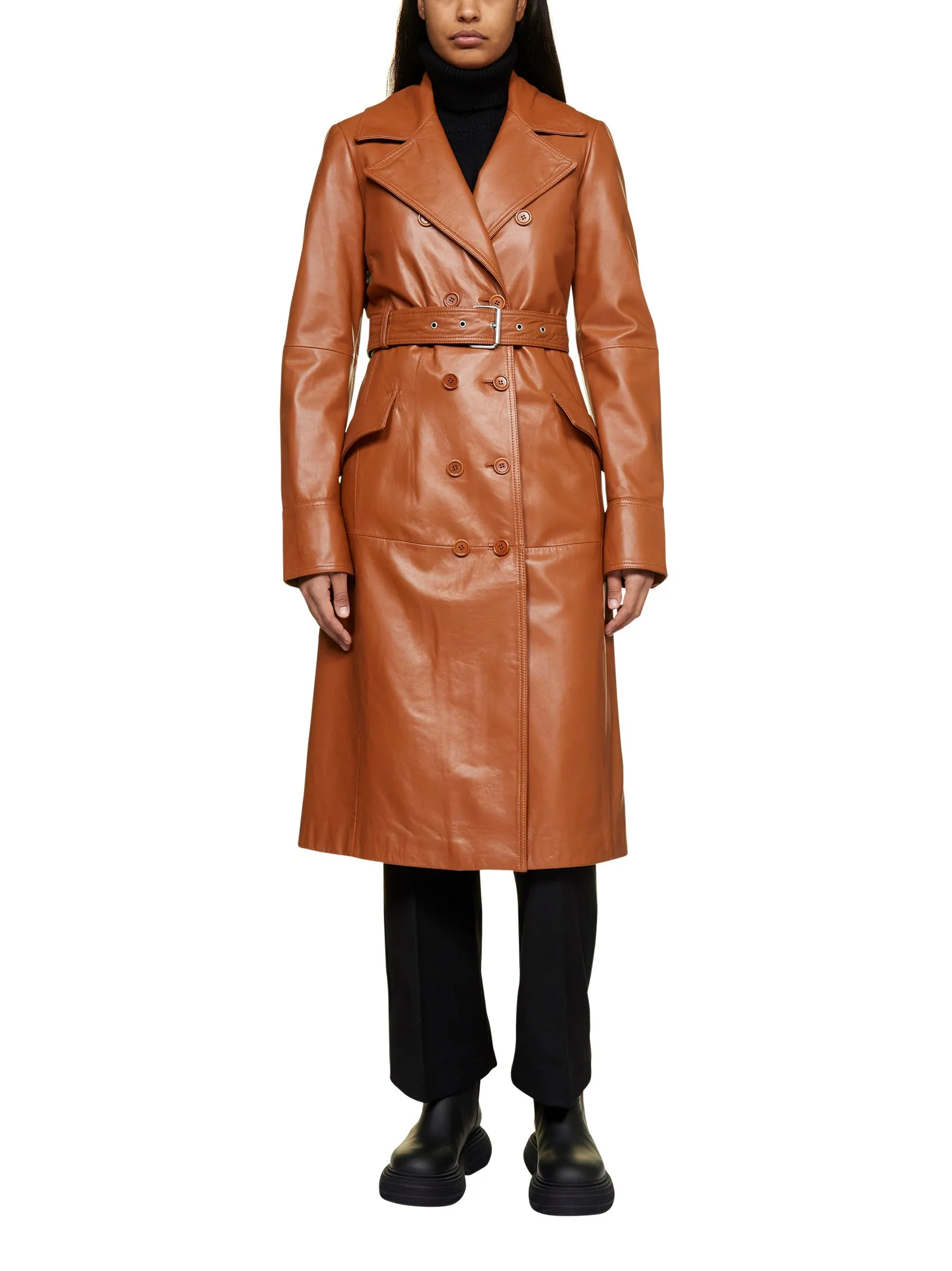 Sportmax Borneo Leather Trench Coat