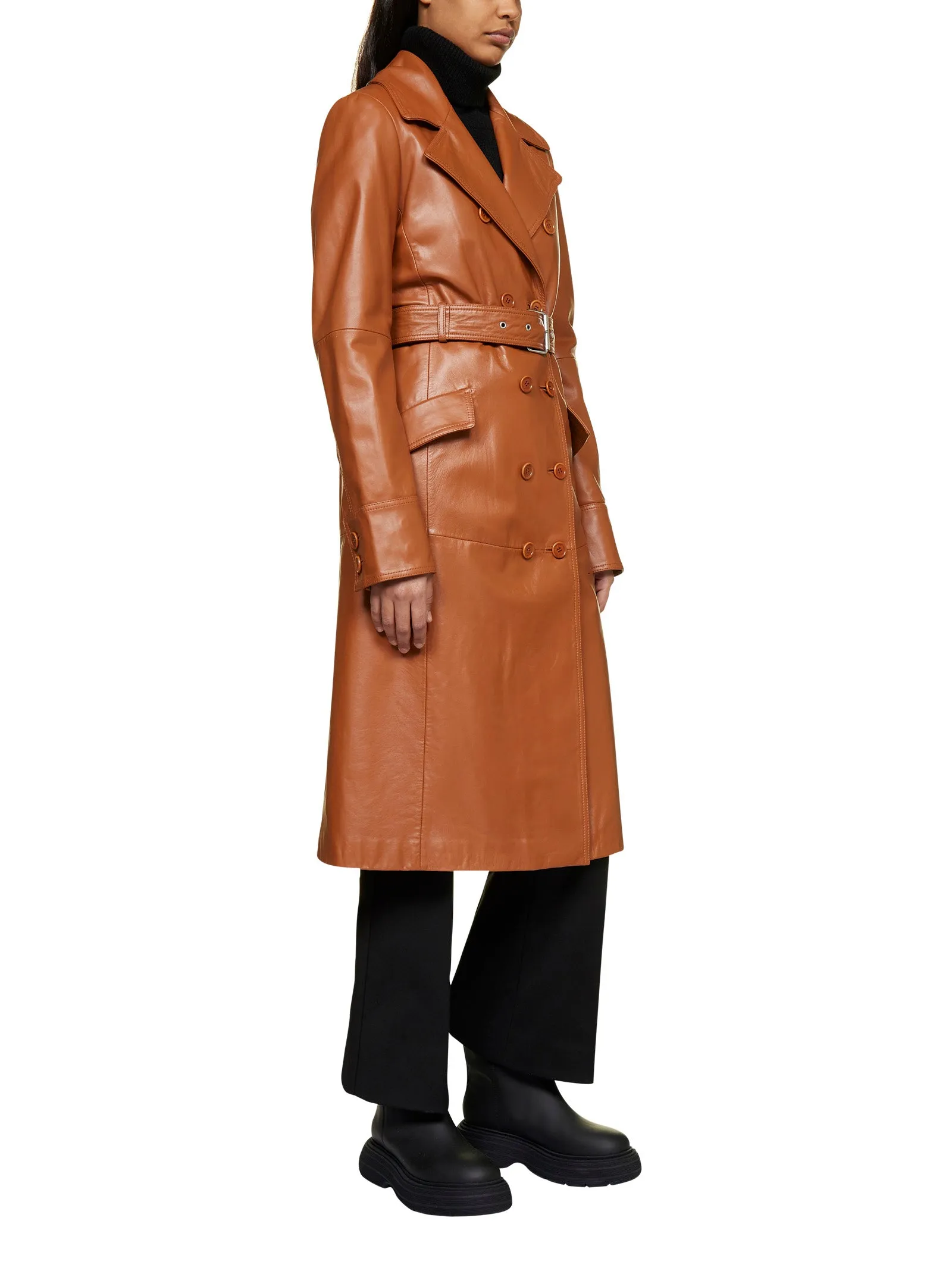 Sportmax Borneo Leather Trench Coat