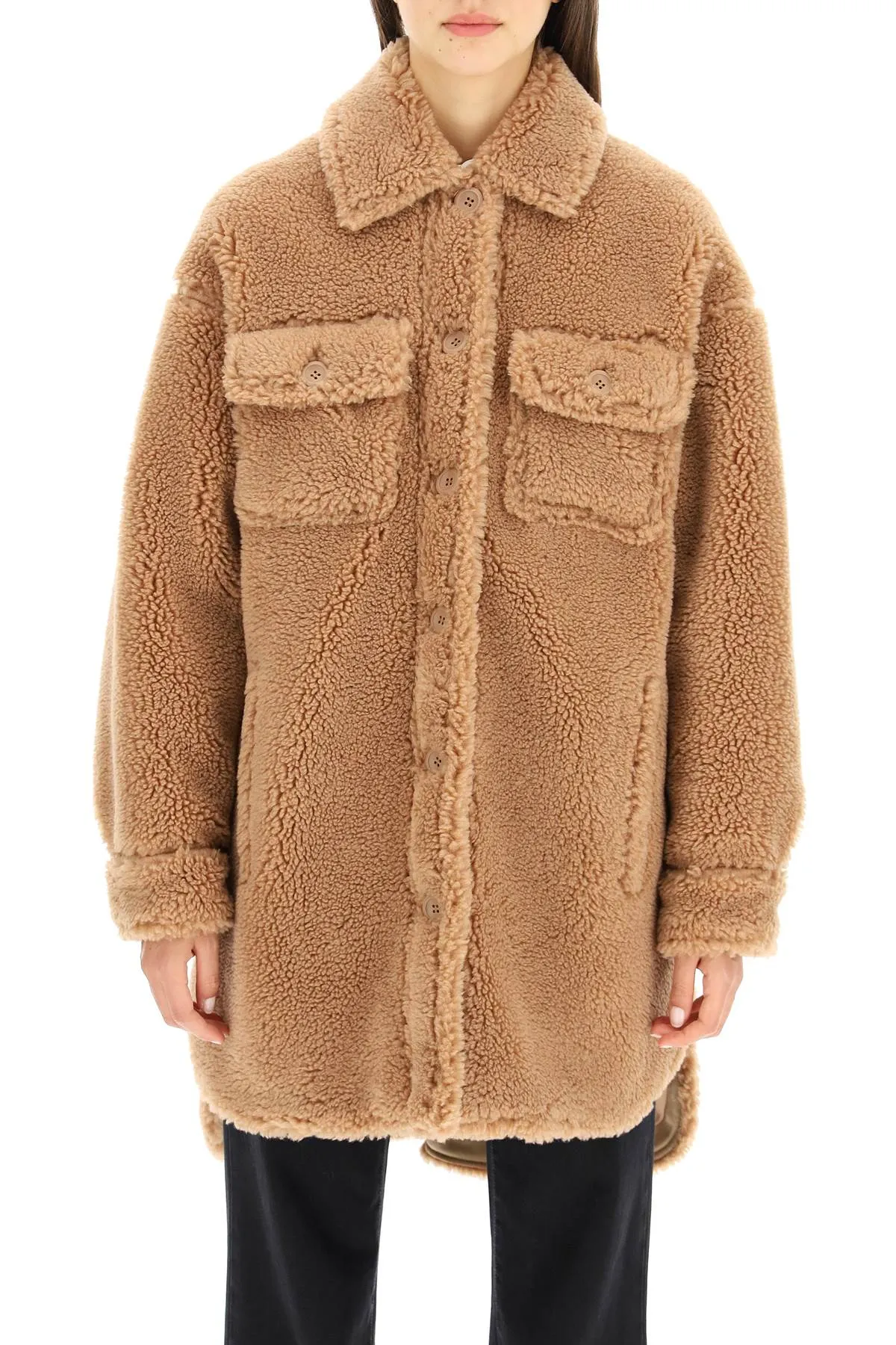 Stand Studio Sabi Faux-Fur Single Breasted Coat