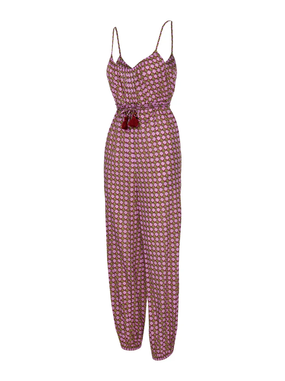 Tory Burch Monogram Print Tassel Belt Detailed Jumpsuit