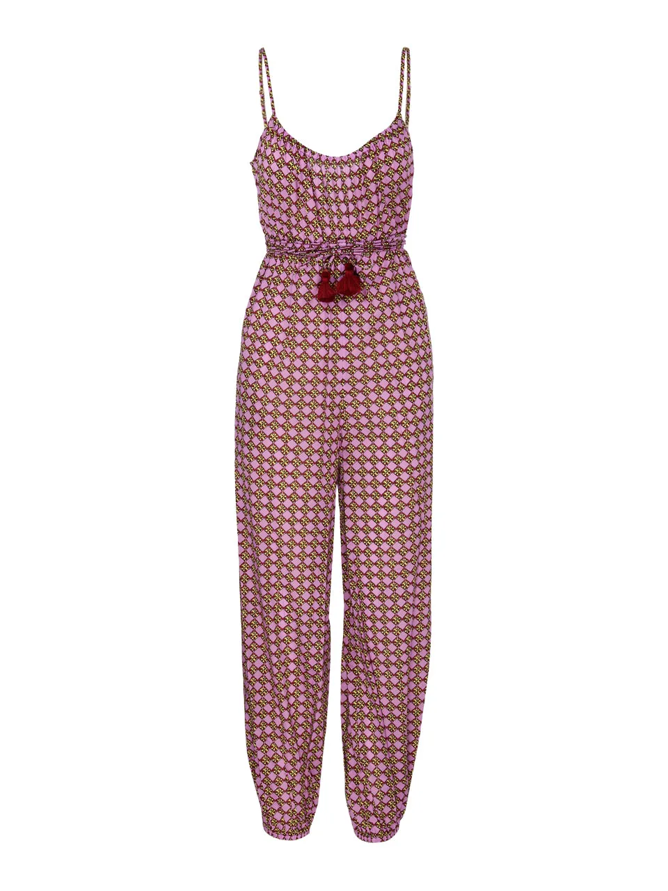 Tory Burch Monogram Print Tassel Belt Detailed Jumpsuit