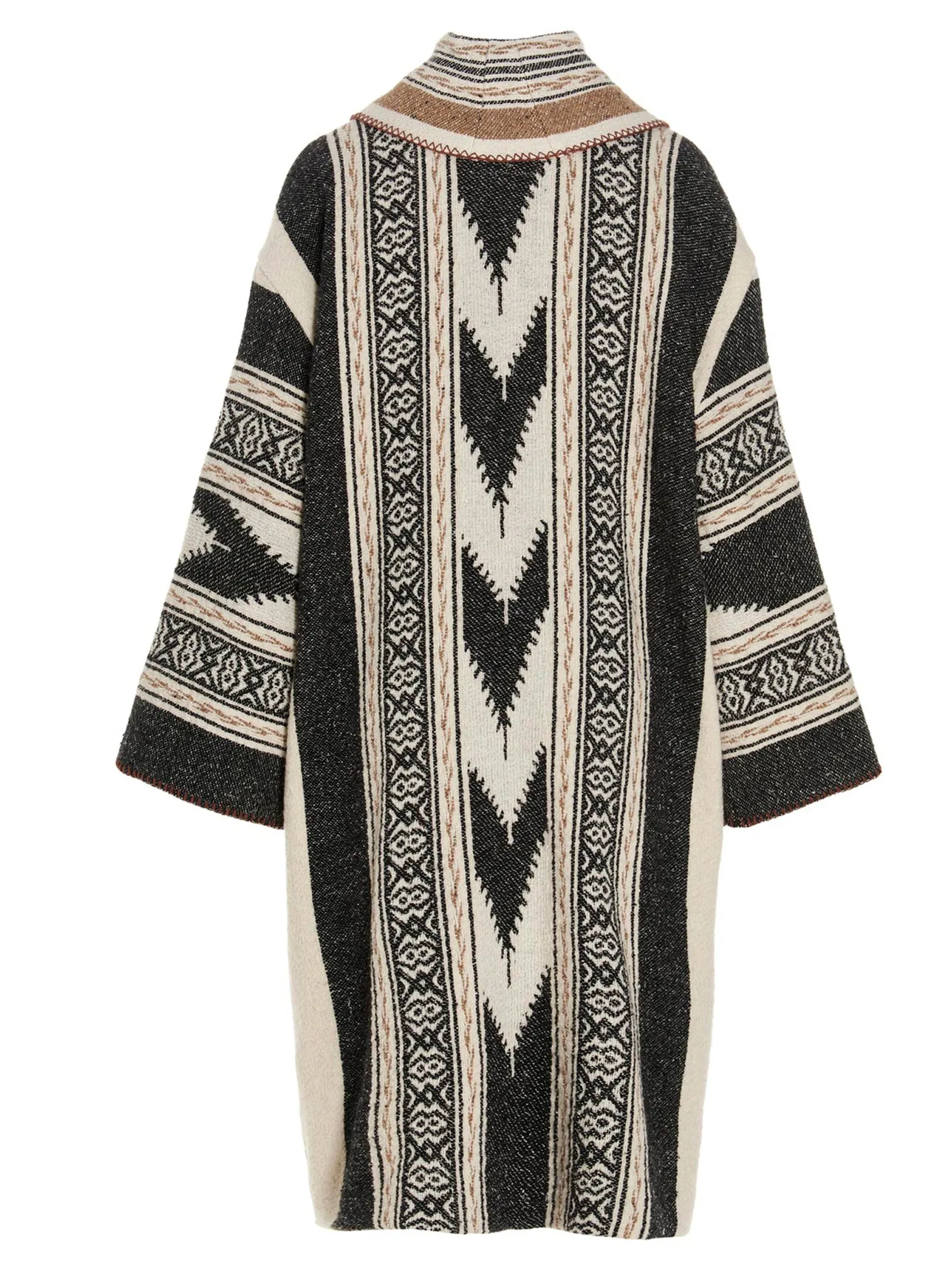 TWINSET Striped Double-Breasted Knit Coat