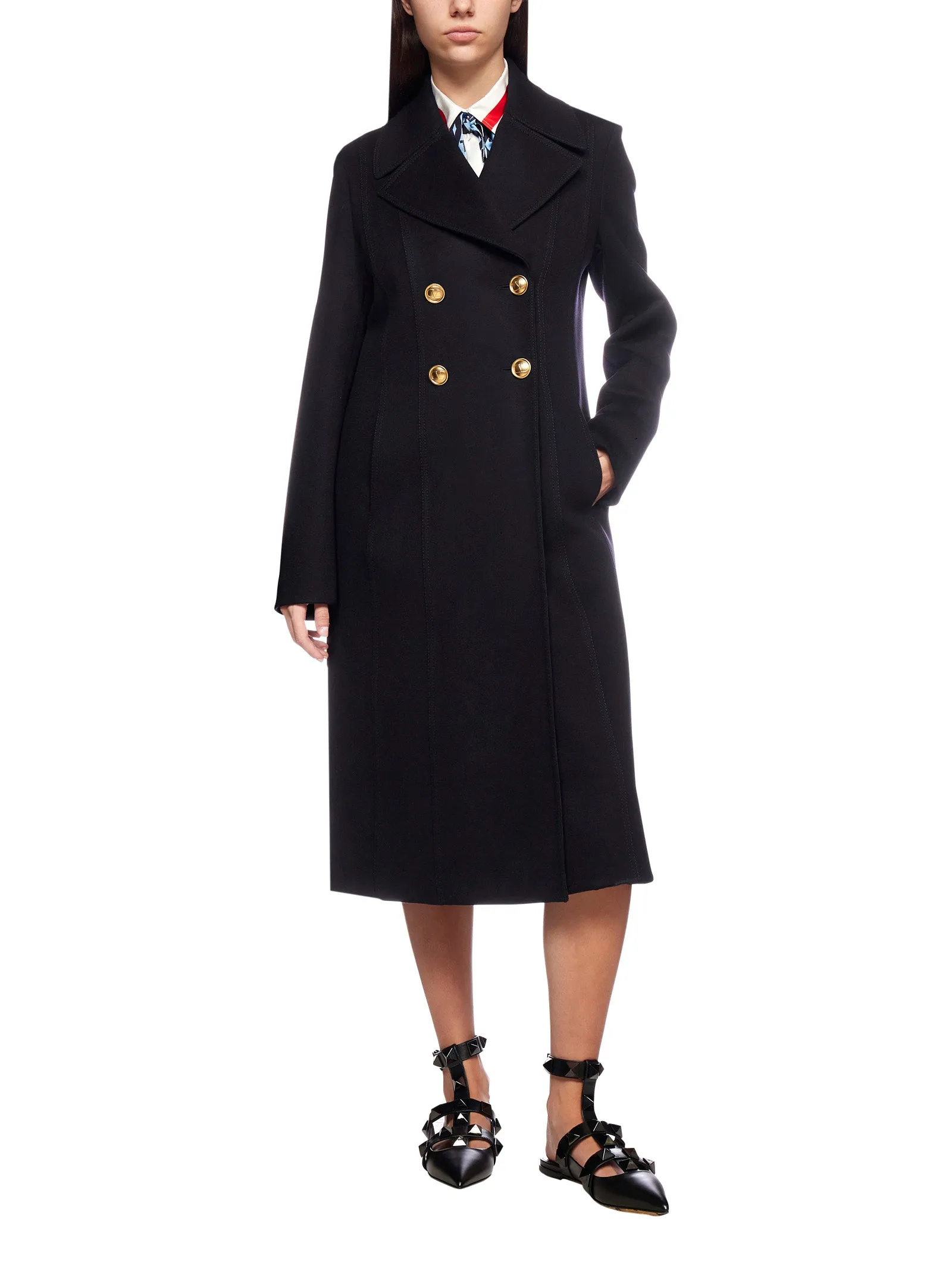 Valentino Double-Breasted Drap Coat