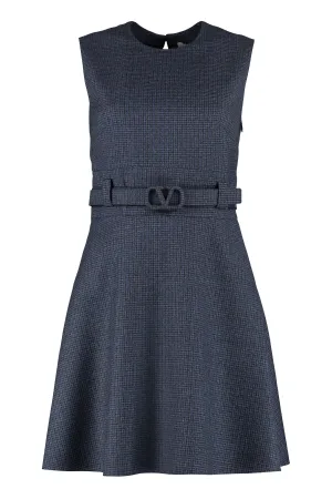Valentino Embroidered Logo Belted Dress