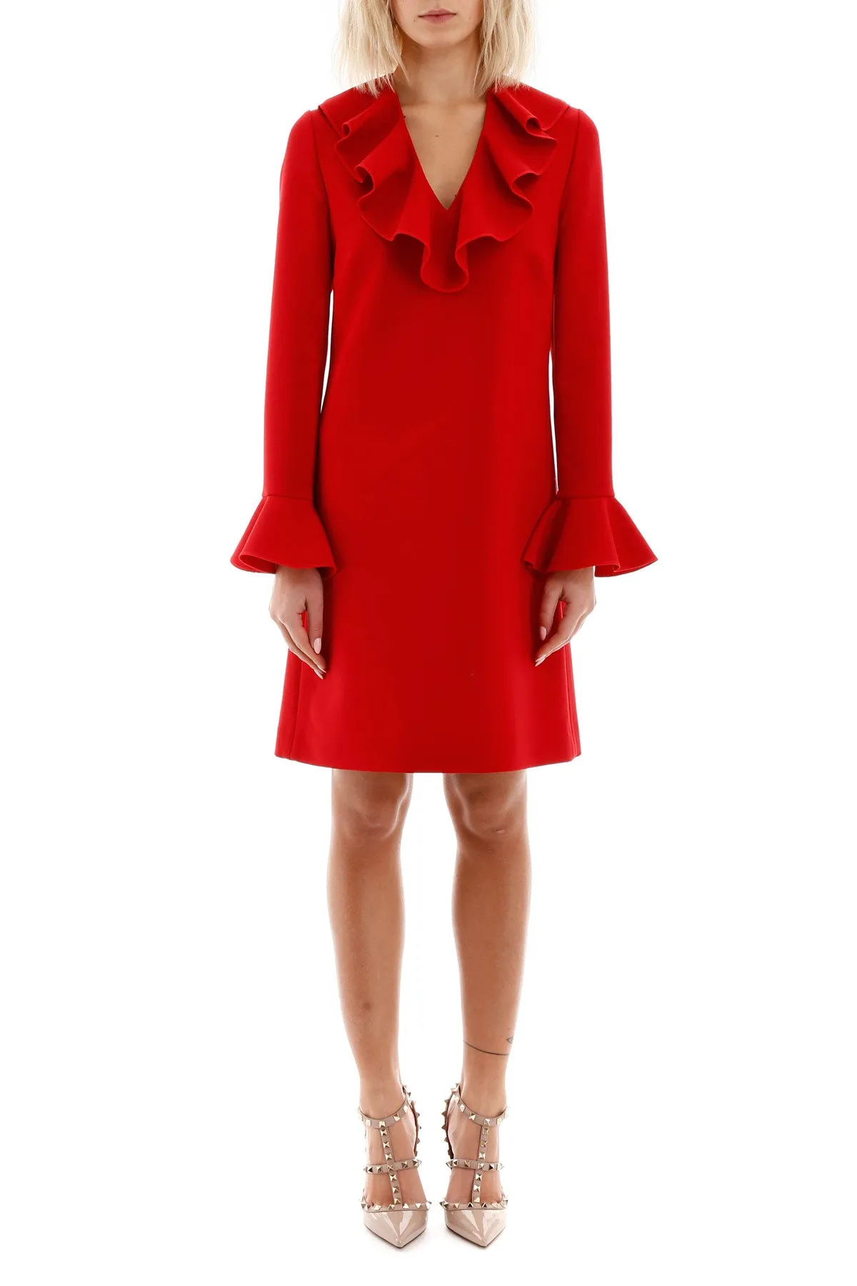 Valentino Ruffle Trim Shift Dress