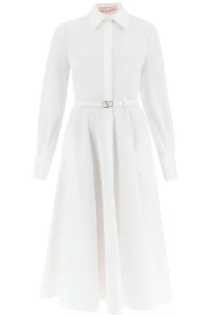 ValentinoBelted Long-Sleeved Midi Dress