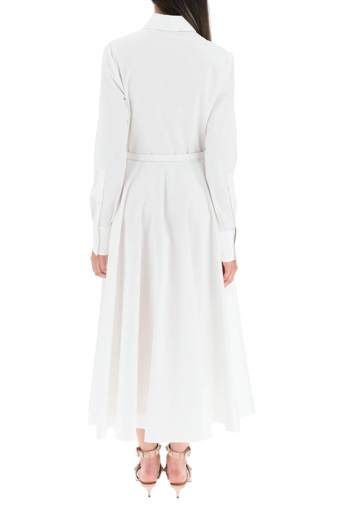 ValentinoBelted Long-Sleeved Midi Dress