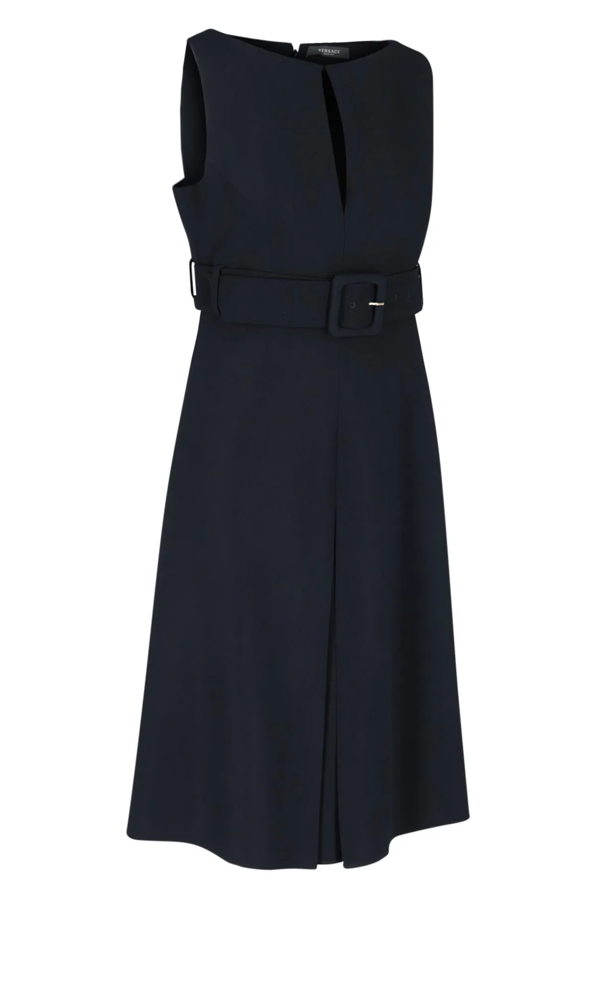 Versace Belted Waist Flared Dress