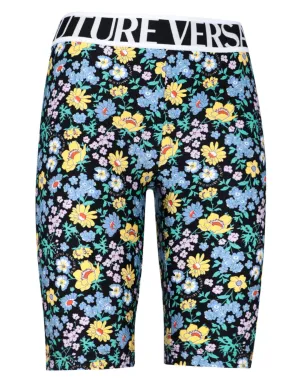 Versace Jeans Couture Floral Printed Logo Waistband Bike Shorts