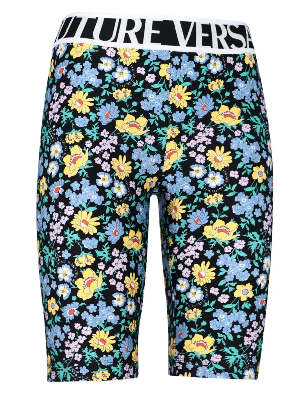 Versace Jeans Couture Floral Printed Logo Waistband Bike Shorts