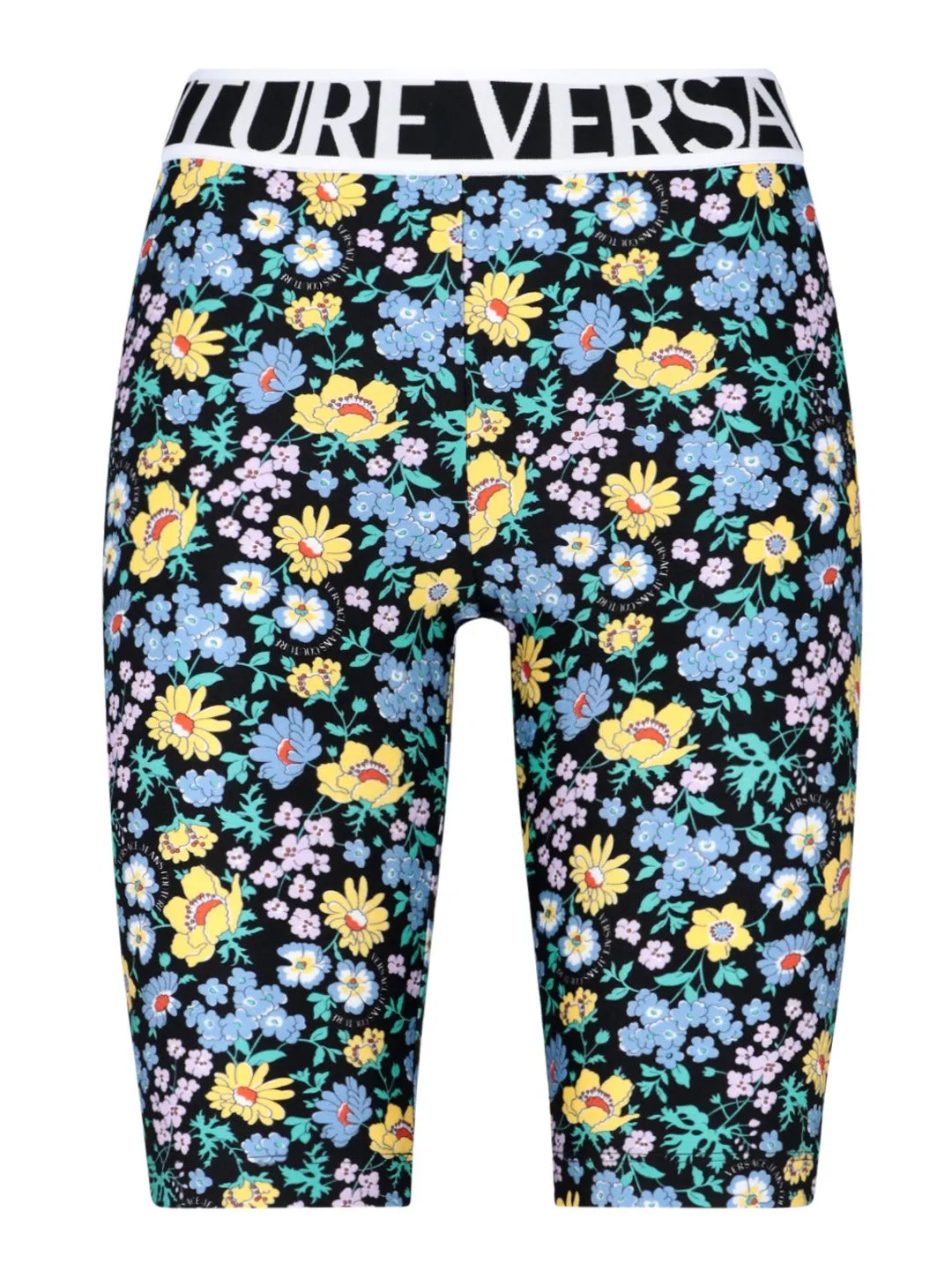 Versace Jeans Couture Floral Printed Logo Waistband Bike Shorts