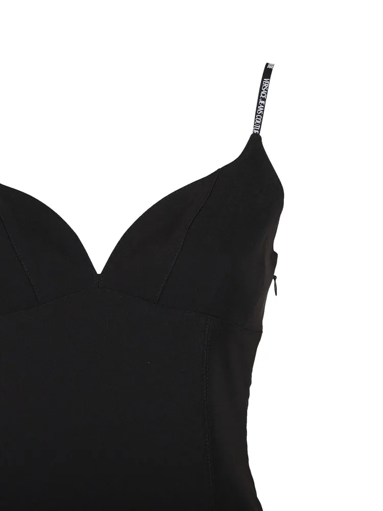 Versace Jeans Couture V-Neck Logo Straps Mini Dress