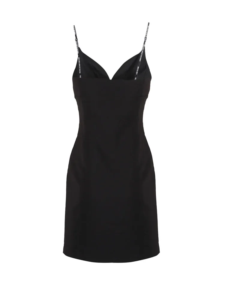 Versace Jeans Couture V-Neck Logo Straps Mini Dress