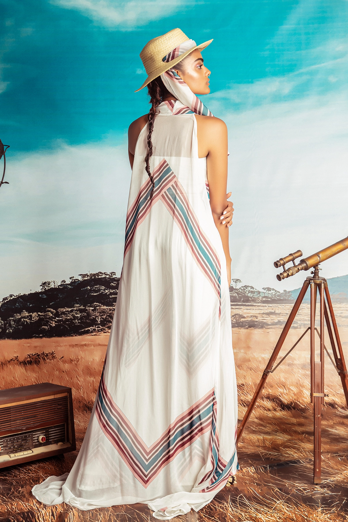 White Georgette Strapless Jumpsuit