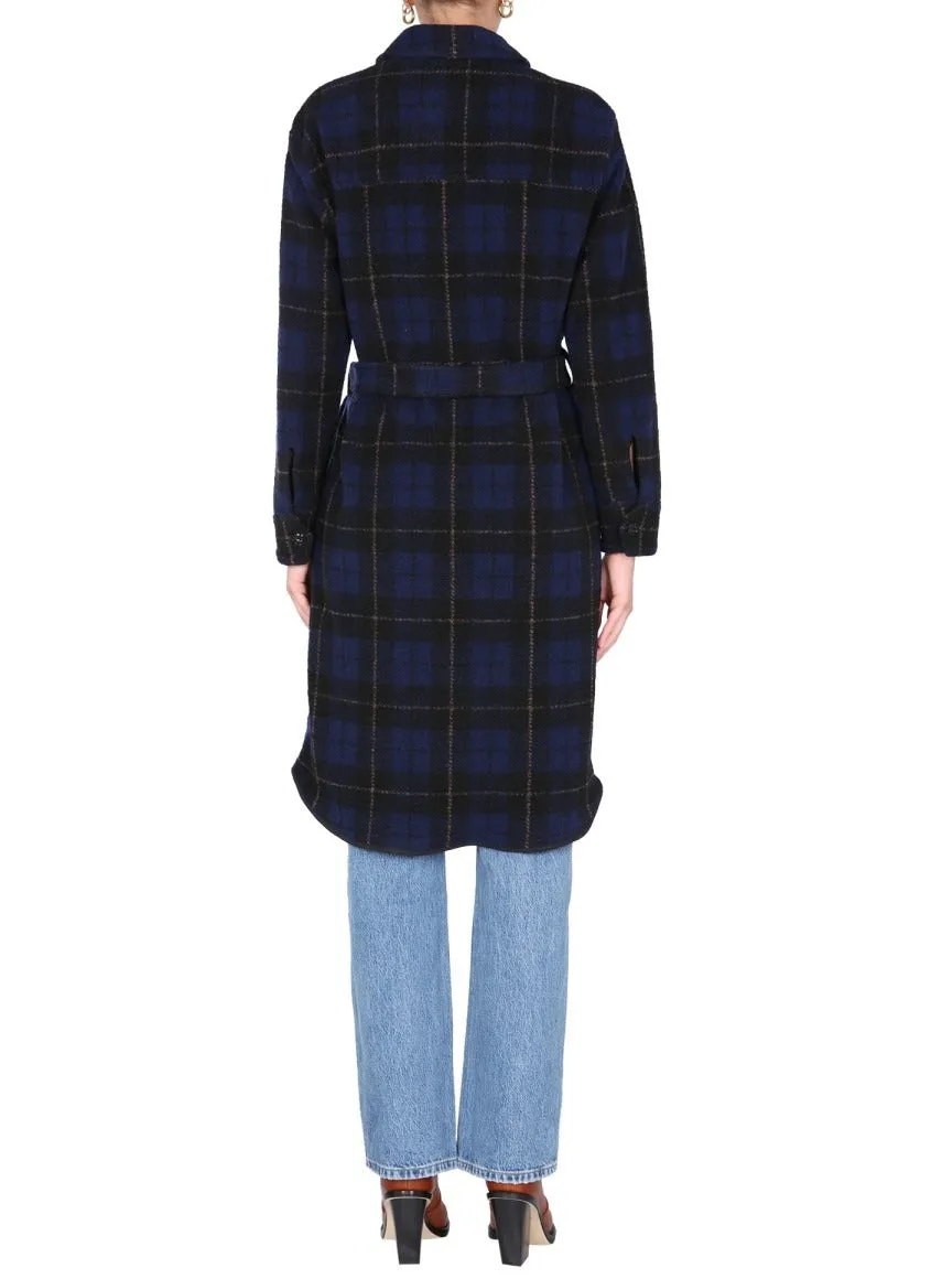 Woolrich Gentry Checked Tie-Waist Coat