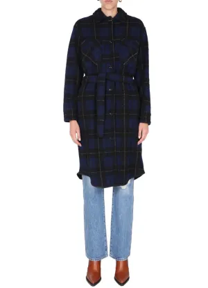 Woolrich Gentry Checked Tie-Waist Coat