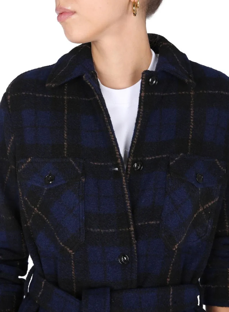 Woolrich Gentry Checked Tie-Waist Coat