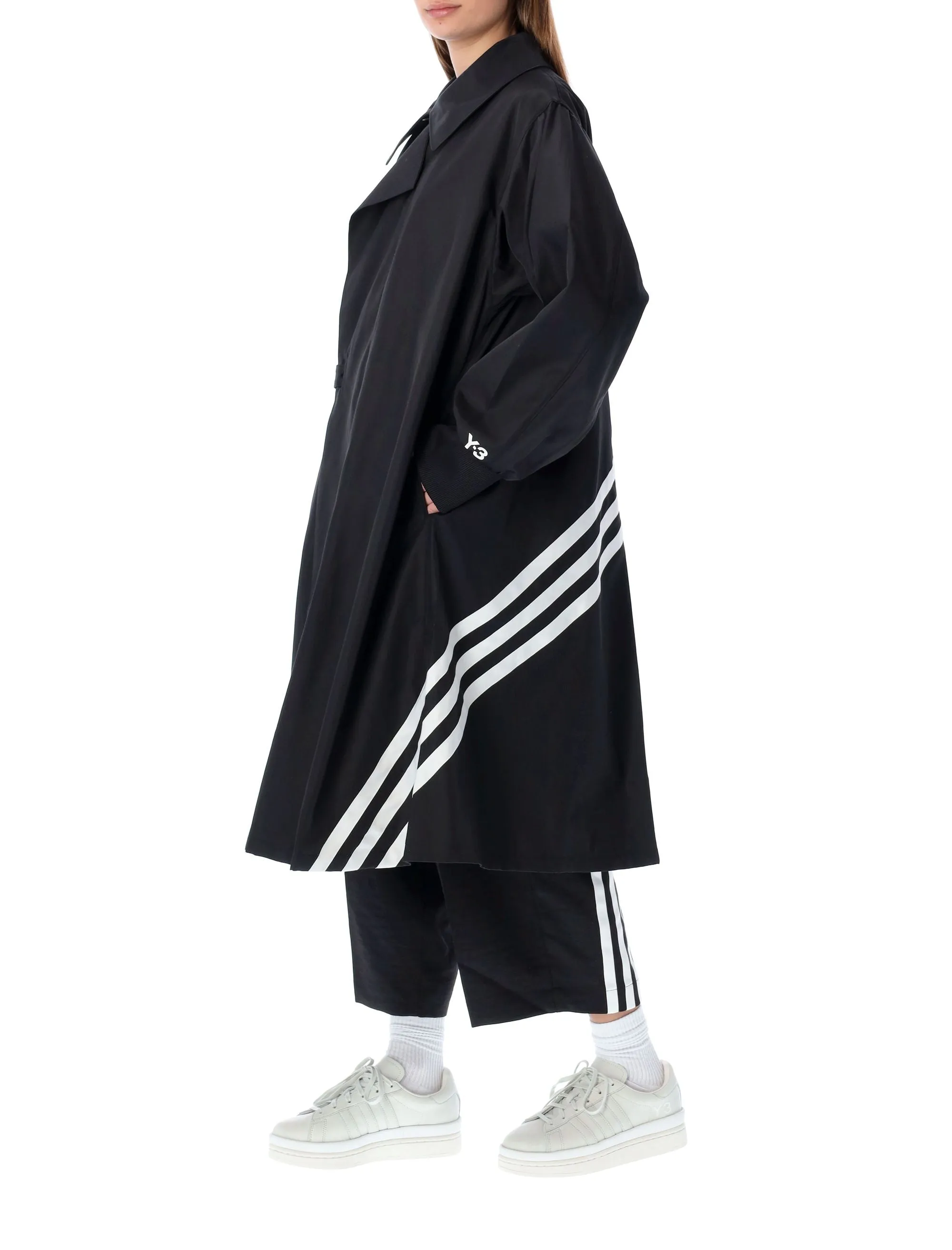 Y-3 Logo Printed Buttoned Coat