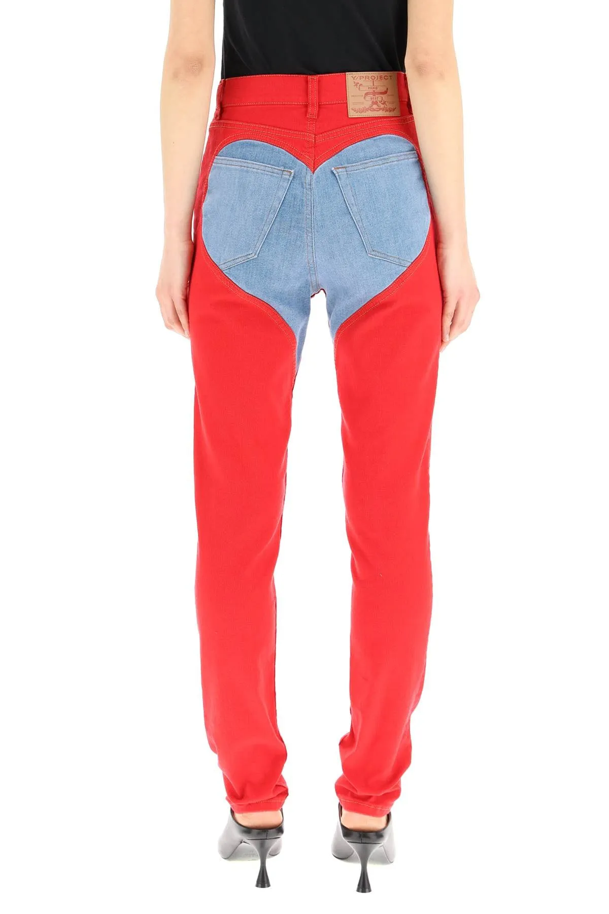 Y/Project Heart Stretch Denim Leggings